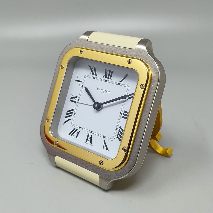 Wunderschöner Cartier Santos Wecker Pendulette aus den 1980ern. Hergestellt in der Schweiz
