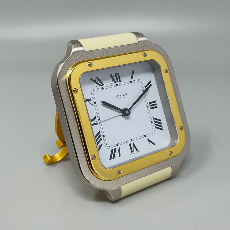 Wunderschöner Cartier Santos Wecker Pendulette aus den 1980ern. Hergestellt in der Schweiz