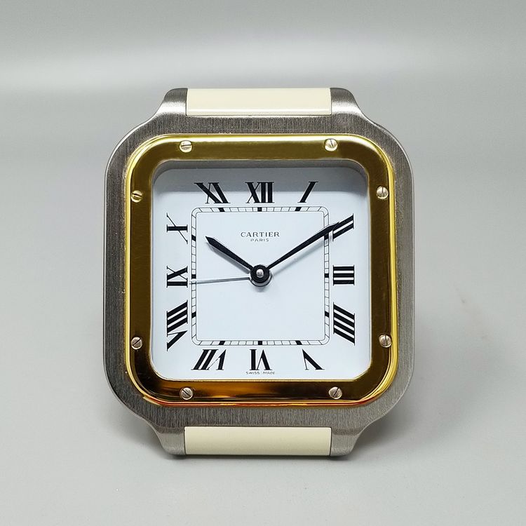 Wunderschöner Cartier Santos Wecker Pendulette aus den 1980ern. Hergestellt in der Schweiz