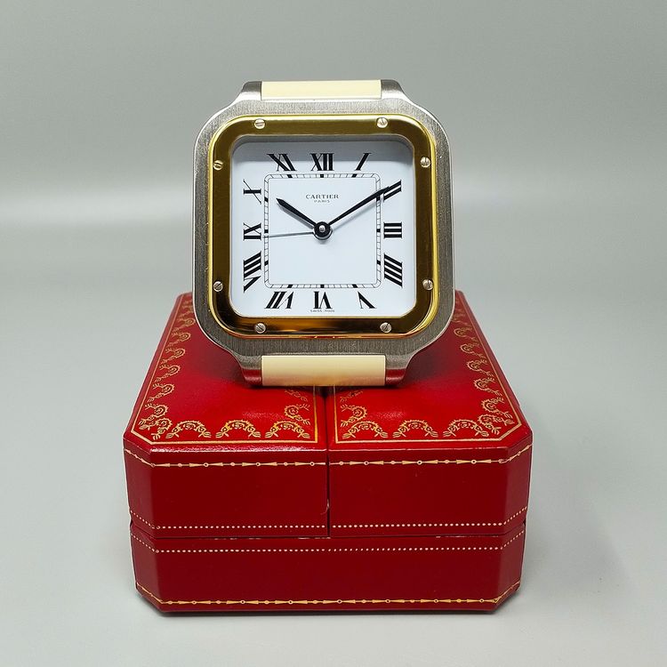 Wunderschöner Cartier Santos Wecker Pendulette aus den 1980ern. Hergestellt in der Schweiz