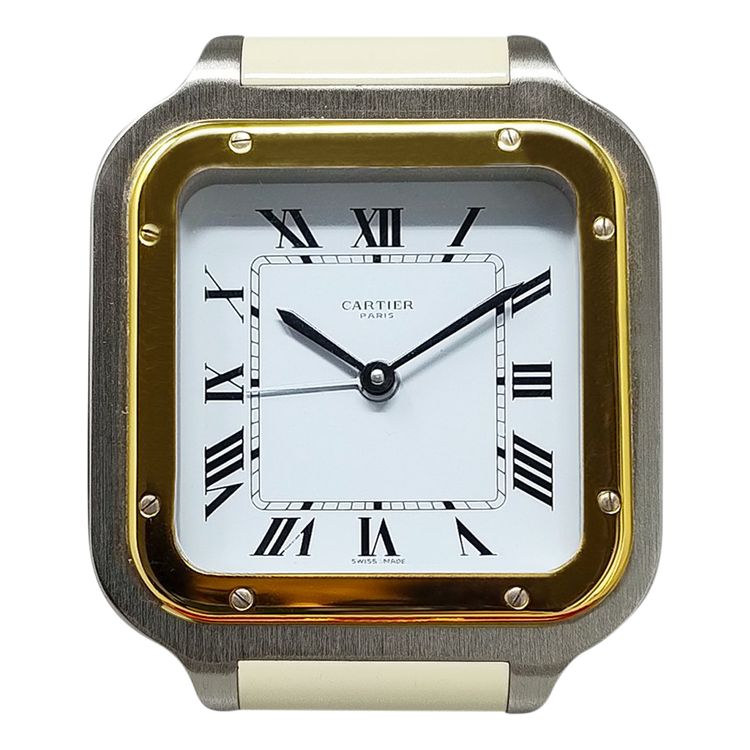 Wunderschöner Cartier Santos Wecker Pendulette aus den 1980ern. Hergestellt in der Schweiz