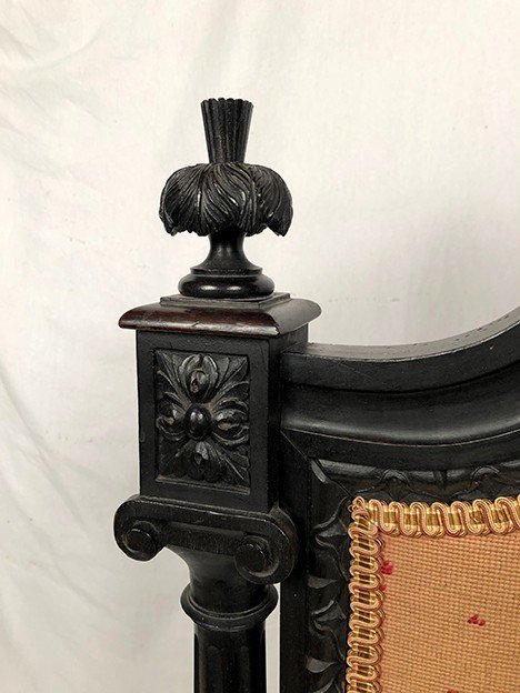 Paravento in legno annerito riccamente intagliato, Napoleone III