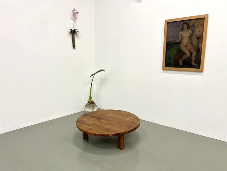 Table basse moderniste circulaire en chêne