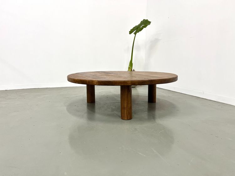 Table basse moderniste circulaire en chêne