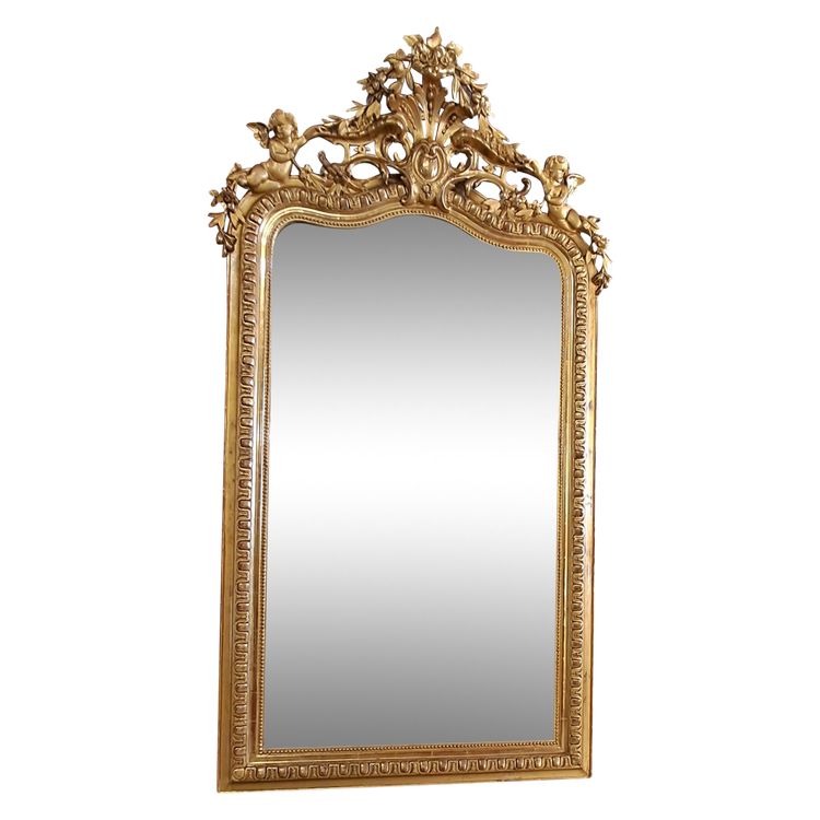 Miroir XIX à fronton 163 x 84/91