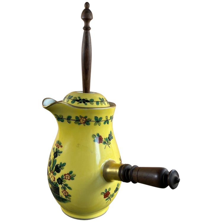 RARE CHOCOLATIÈRE MAISON DELVAUX – PORCELAINE DE PARIS, FIN XIXe - DÉBUT XXe SIÈCLE