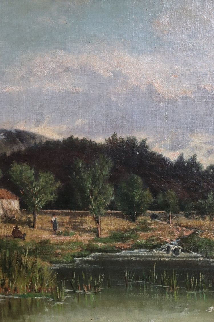 Italienischer Künstler, Landschaft, Ölgemälde auf Leinwand, Mitte 19. Jh.