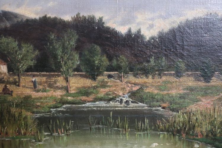 Italienischer Künstler, Landschaft, Ölgemälde auf Leinwand, Mitte 19. Jh.
