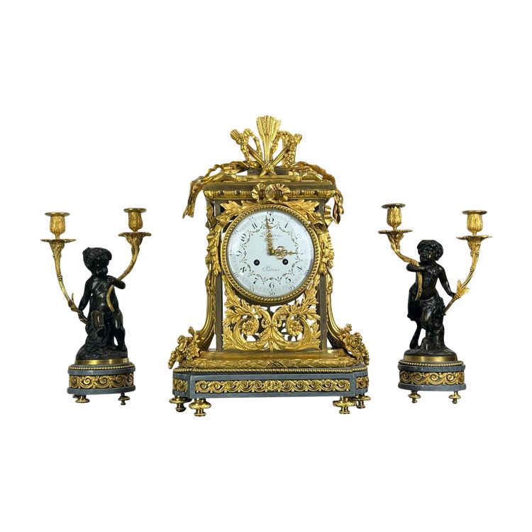 LARGE MANTEL SET BY MAISON DENIERE 1820 / 1901 IN THE LOUIS XVI STYLE