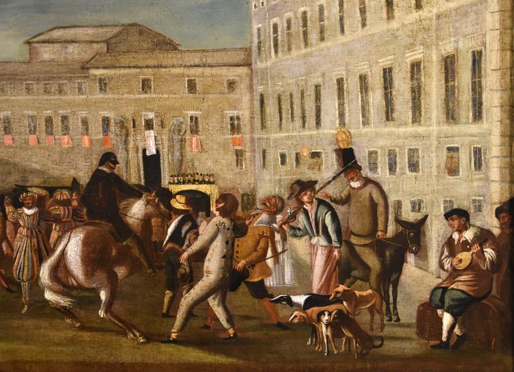 Carnevale a Roma in Piazza Colonna, Michelangelo Cerquozzi (Roma 1602 – 1660) bottega