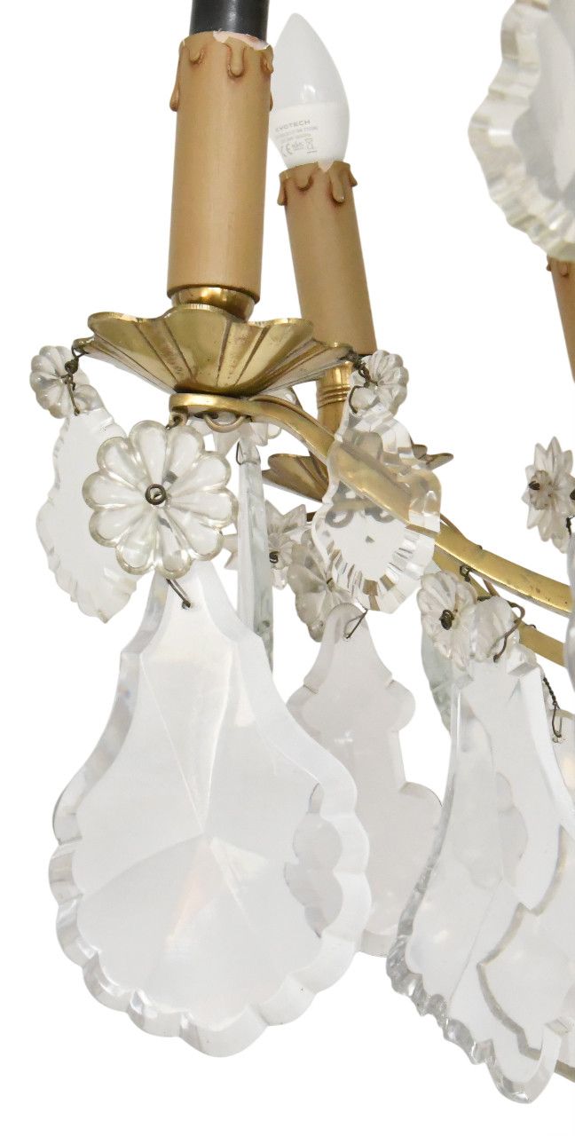 Grande lampadario a 9 luci in stile Luigi XV in ormolu e a sospensione