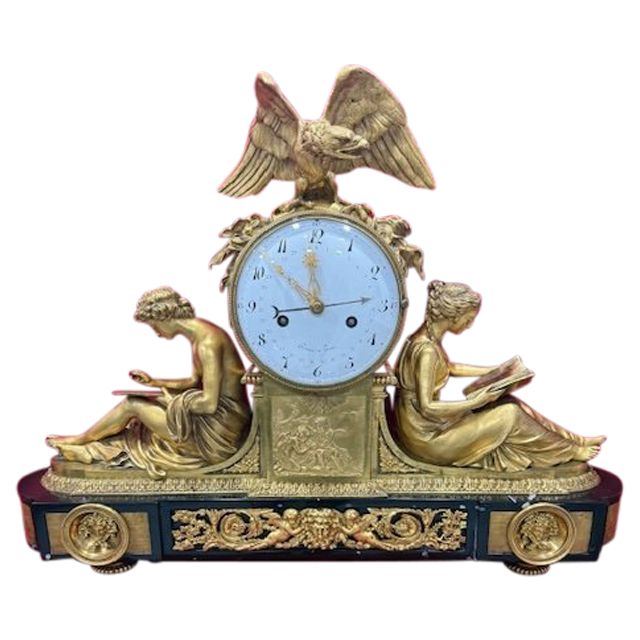 Dites Aux Marechaux Gilt Bronze Clock 18th C