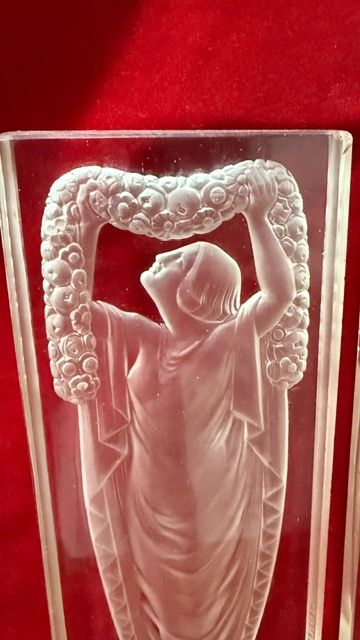 Paar Glasplatte Vincent Hettier Art Deco 1930