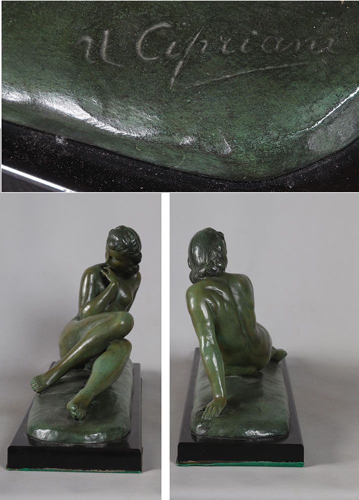 Bronze début XX ème, Ugo CIPRIANI 1887/1960, nue féminin