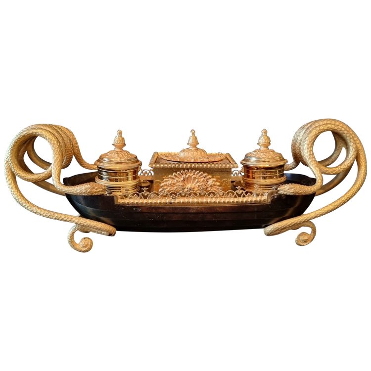 Rare late 18th century inkwell, Empire-Consulate period.