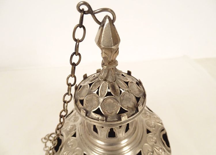 Encensoir Néogothique Argent Massif Minerve Chaînes Métal église XIXème