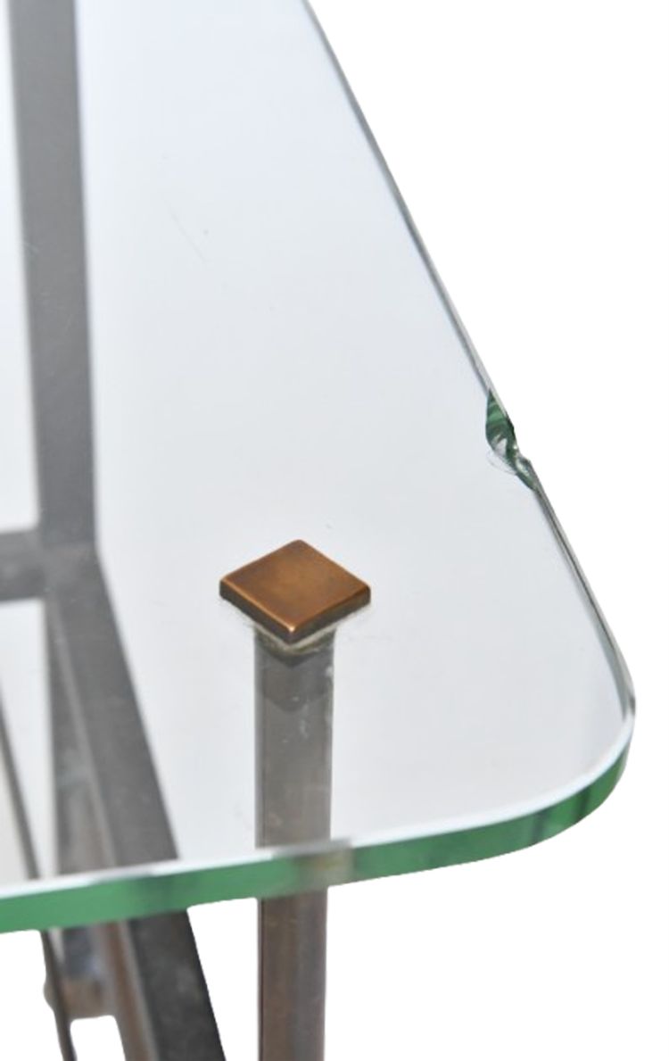 Table basse en métal et plateau verre dans le goût de Pierre Guariche