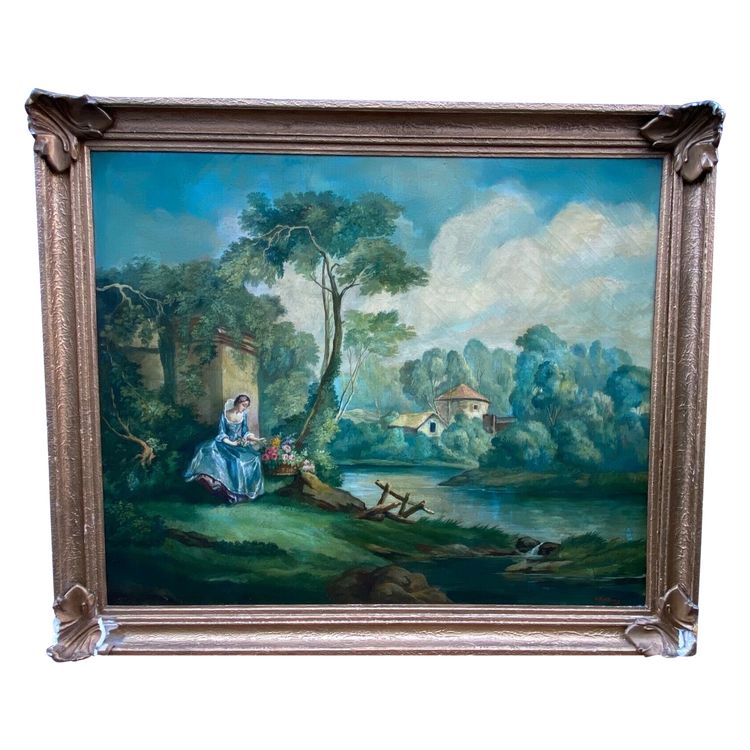 Huile sur toile Herduwb Rendurg Rendurb romantique XIXe