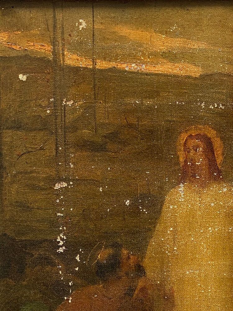 Öl auf Leinwand Christusdarstellung Surrealismus Anfang 20. Palmetten