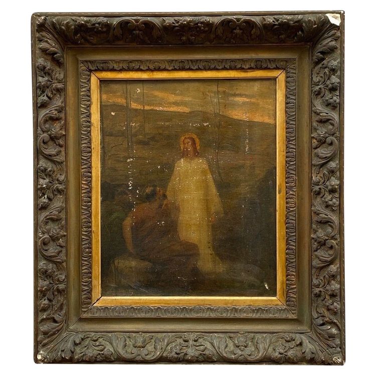 Öl auf Leinwand Christusdarstellung Surrealismus Anfang 20. Palmetten