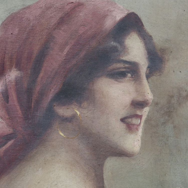 Peinture ancienne G. Maresca portrait d'une femme