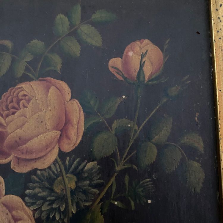 Coppia di nature morte in olio su tavola, fine XIX secolo, mazzi di fiori