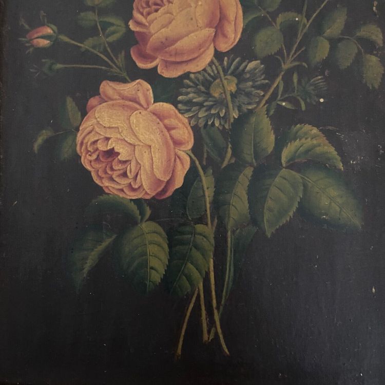 Coppia di nature morte in olio su tavola, fine XIX secolo, mazzi di fiori