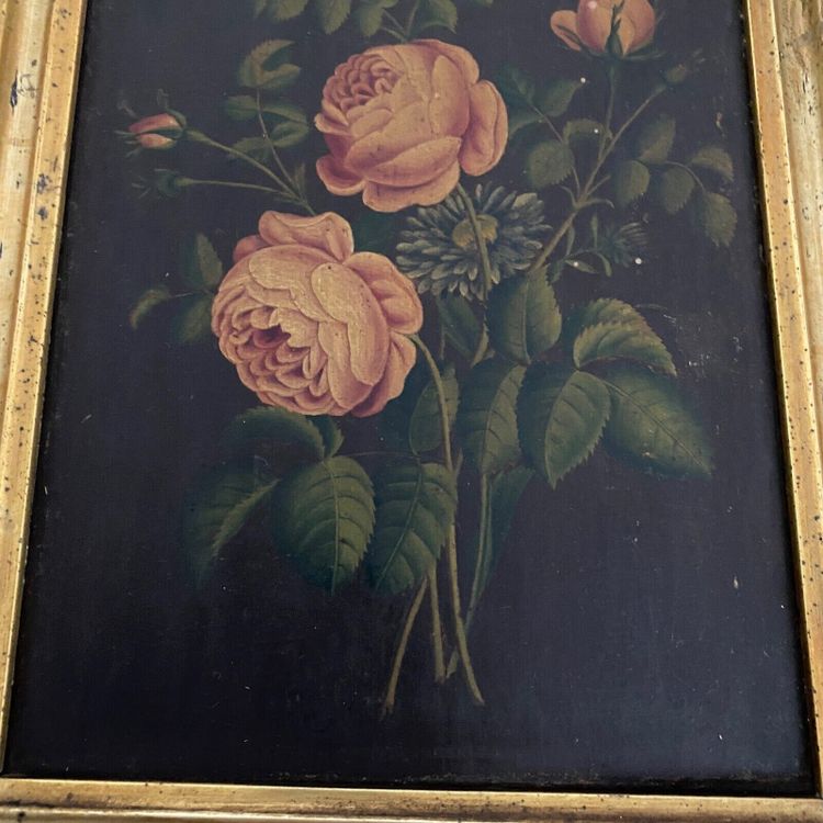 Coppia di nature morte in olio su tavola, fine XIX secolo, mazzi di fiori