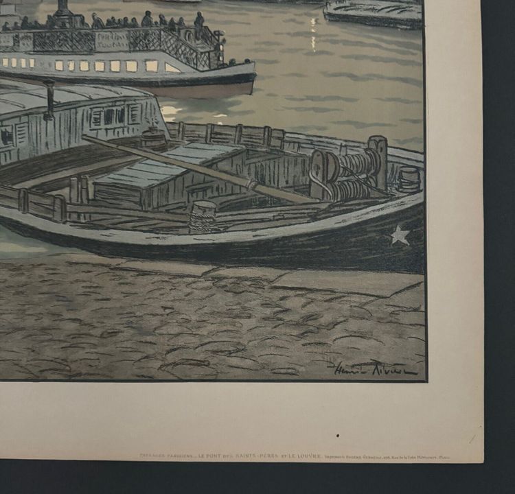 Lithograph by Henri Rivière Le Pont des Saints-Pères and Le Louvre