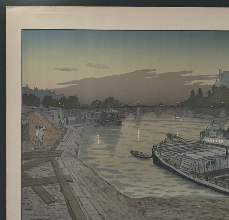 Lithograph by Henri Rivière Le Pont des Saints-Pères and Le Louvre