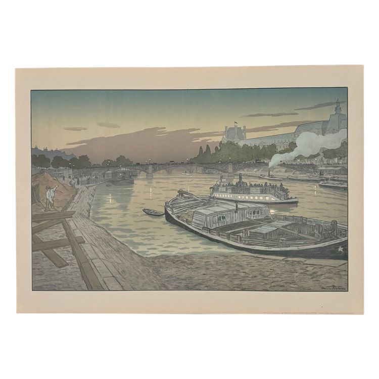 Lithograph by Henri Rivière Le Pont des Saints-Pères and Le Louvre