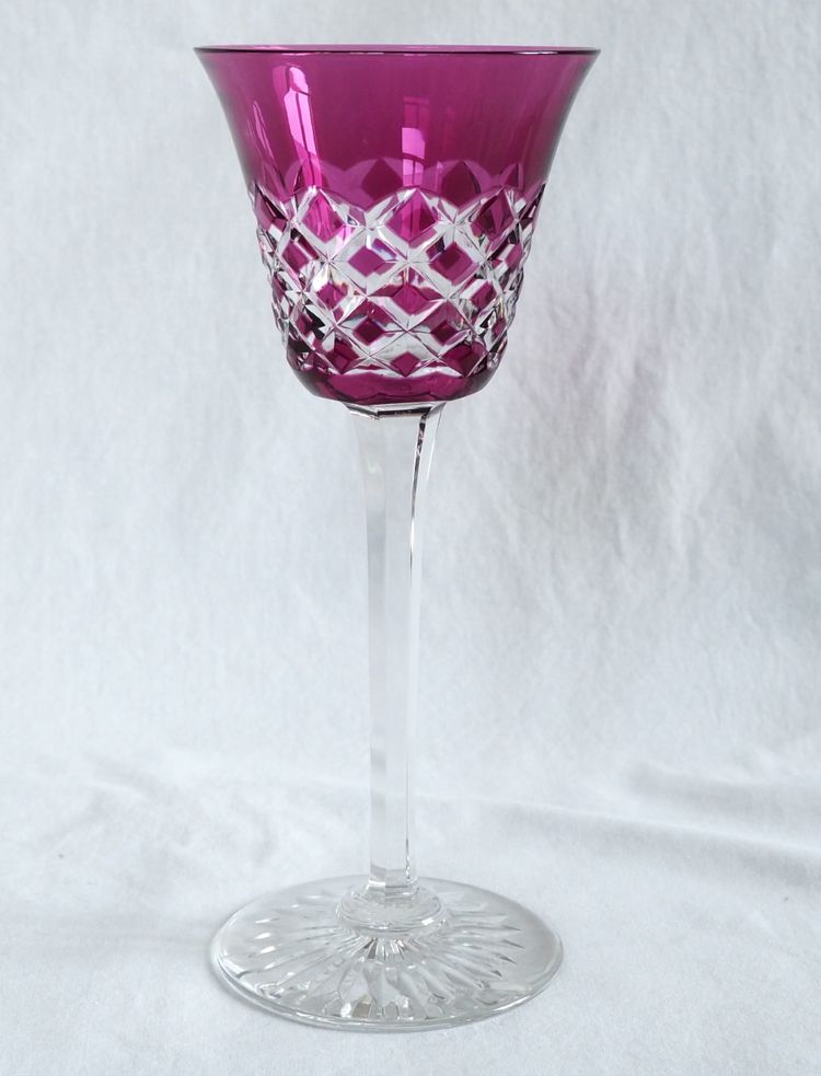 Set of 6 Baccarat crystal Rhine wine glasses, Burgos model - 19.5cm