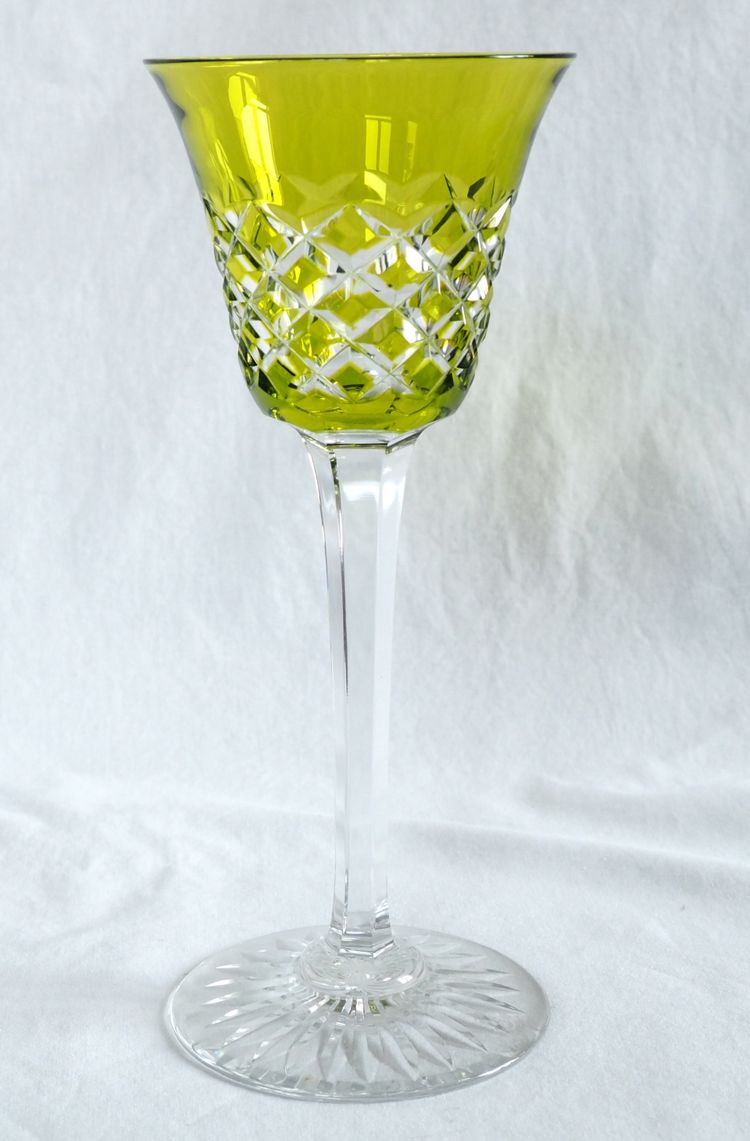 Set of 6 Baccarat crystal Rhine wine glasses, Burgos model - 19.5cm