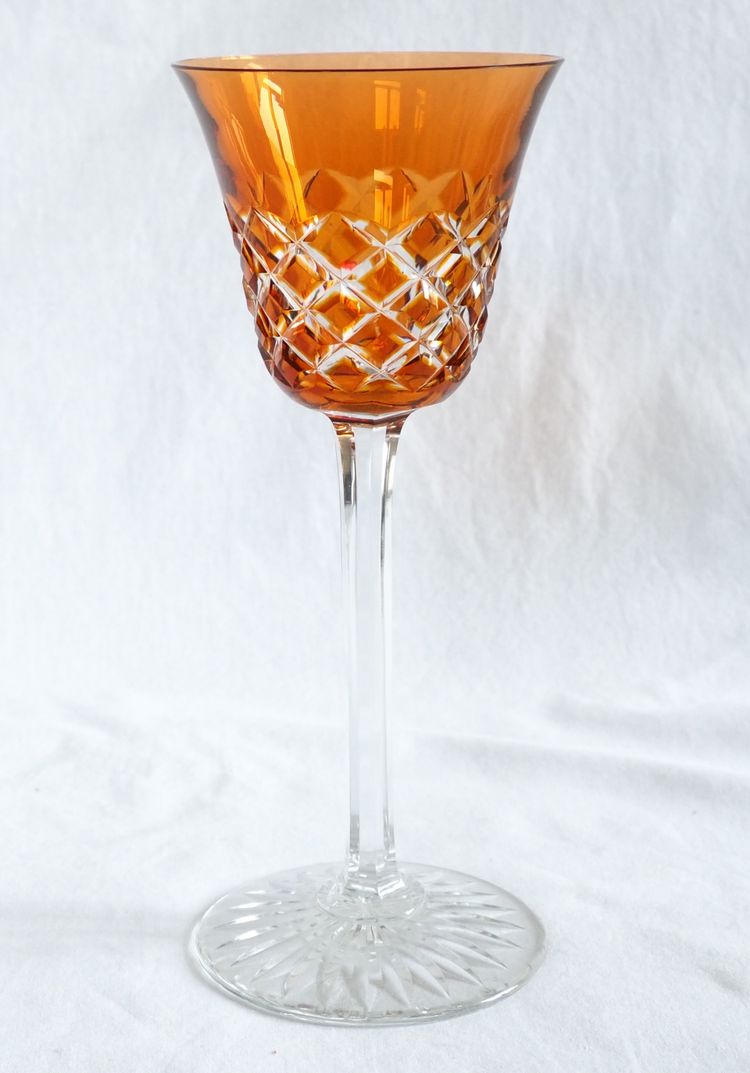 Set of 6 Baccarat crystal Rhine wine glasses, Burgos model - 19.5cm
