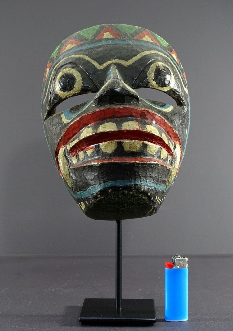 Indonesia, Java Island, Râmâyana Theater, Polychrome Wooden Raksasa Mask.