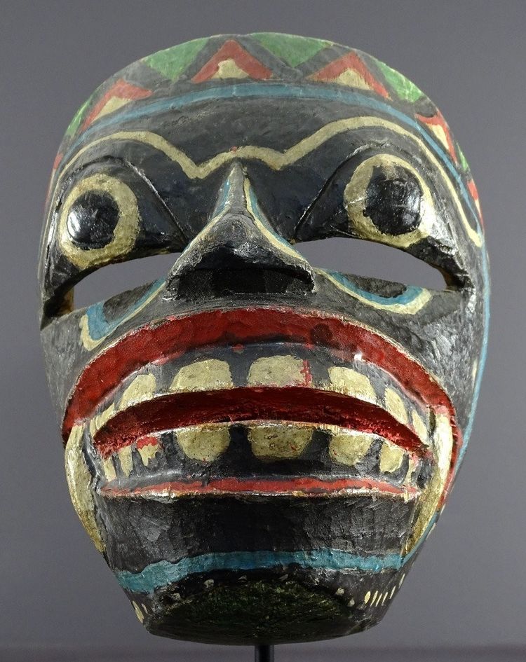 Indonesia, Java Island, Râmâyana Theater, Polychrome Wooden Raksasa Mask.