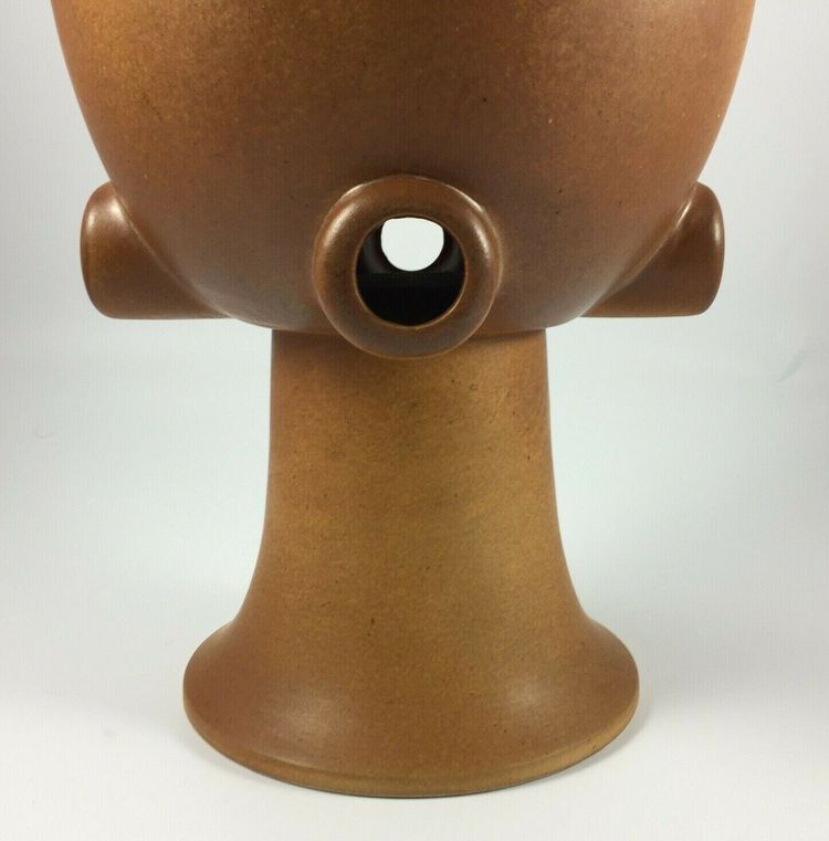 Scultura in ceramica vintage del 1960 con applicazione di patina marrone