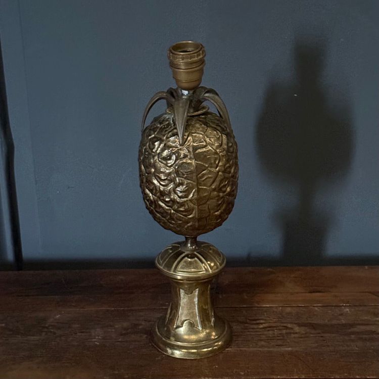 Lampada ananas 1980 in metallo dorato