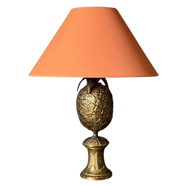 Lampada ananas 1980 in metallo dorato