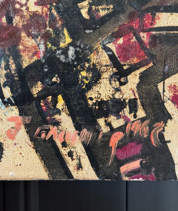 Oil on board by J. Gauthier 1962 modern geometric composition