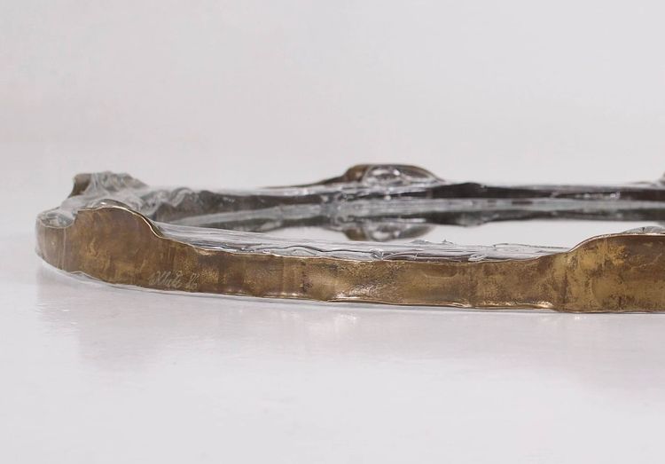 Specchio in bronzo e cristallo di Lothar Klute.