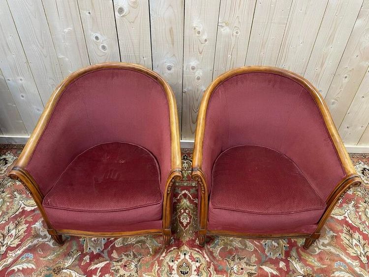 Coppia di poltrone in botte in stile art deco