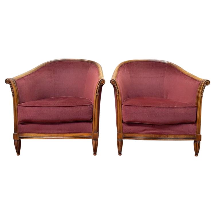 Coppia di poltrone in botte in stile art deco