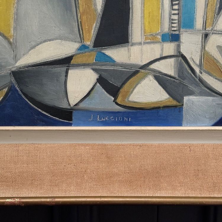 Oil on canvas 20th century geometric abstraction by J. Luccioni