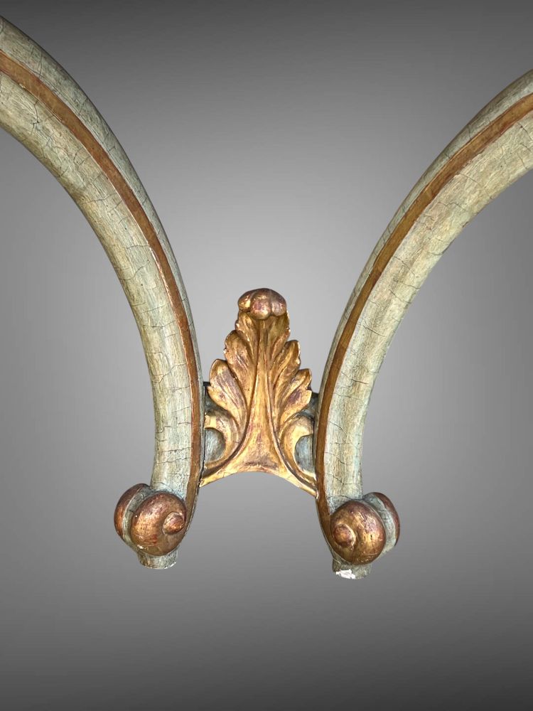 CONSOLE D ANGLE DU XIXe DE STYLE LOUIS XV PEINTE ET DORÉE AVEC DESSUS BOIS