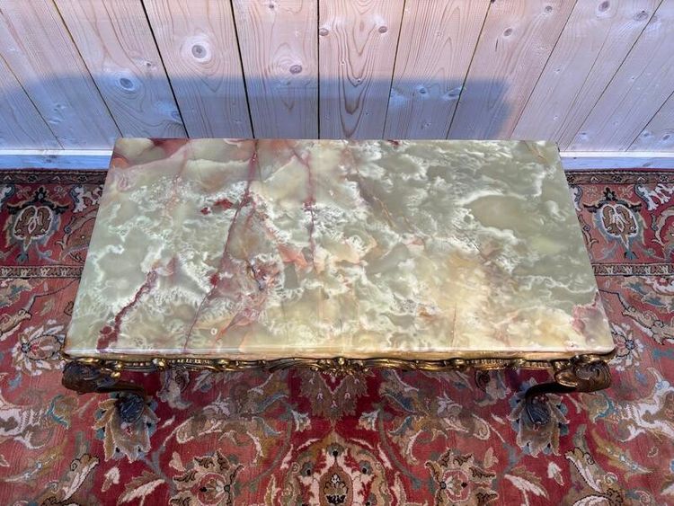 Louis XV onyx and bronze coffee table