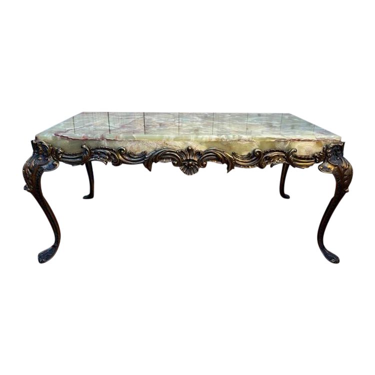 Louis XV onyx and bronze coffee table
