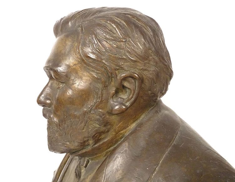 Skulptur Büste Bronze Victor Portevin Reims Chavalliaud Bingen Gießerei 19.