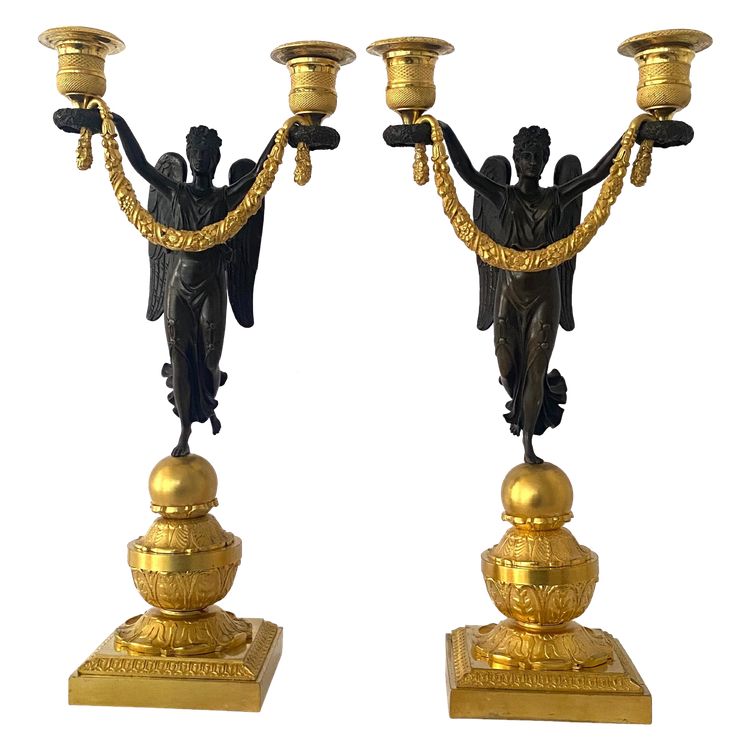 Pair of candelabras   in gild ans patinated bronze circa 1810 empir period