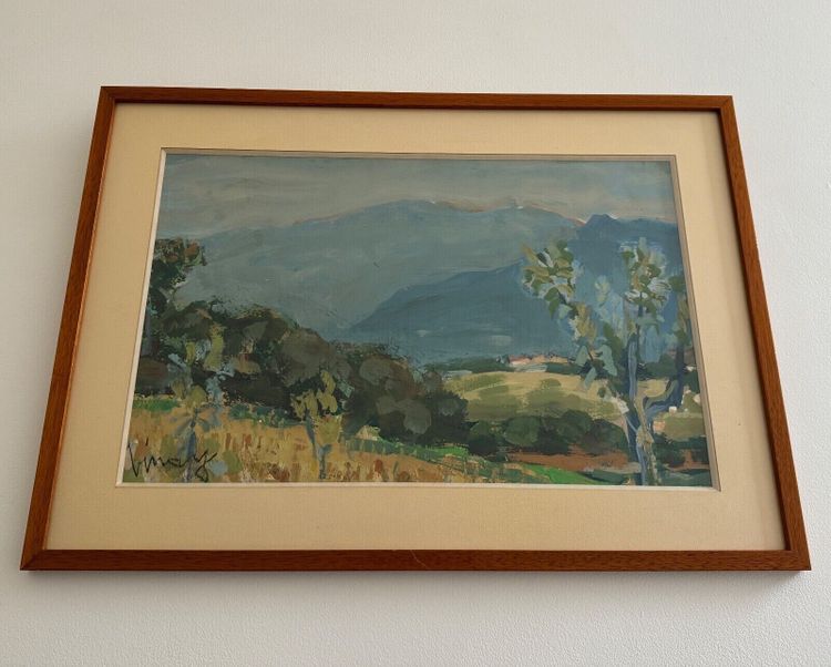 Watercolor on paper by Jean Vinay L'Isère mountain landscape